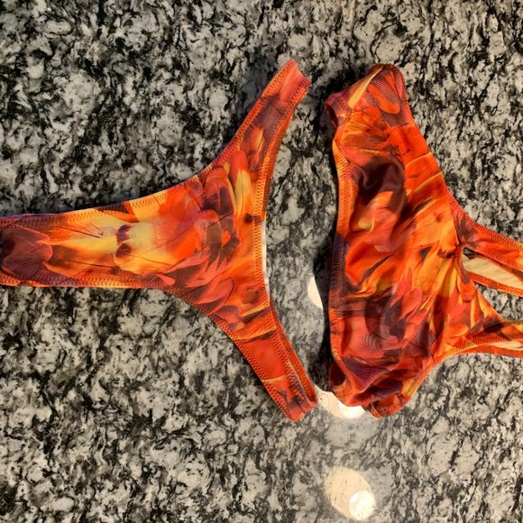 Melissa Simone Swim OREYA HIGH CUT BIKINI Top & BOTTOM - TANGERINE - Picture 4 of 5